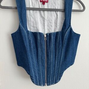 Staud Alice Denim Corset (NWOT)